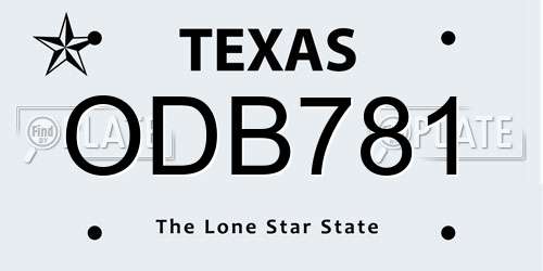 ODB781 Texas License Plate