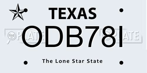 ODB78I Texas License Plate