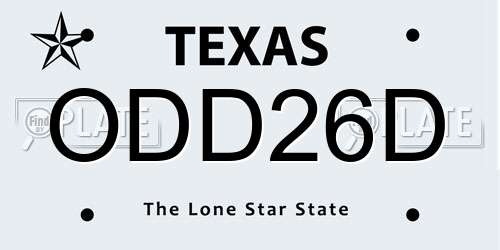 ODD26D Texas License Plate