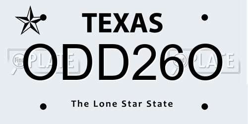 ODD26O Texas License Plate