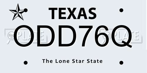 ODD76Q Texas License Plate