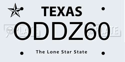 ODDZ60 Texas License Plate