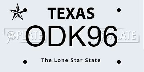 ODK96 Texas License Plate