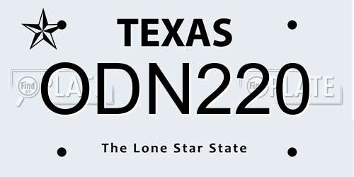 ODN220 Texas License Plate