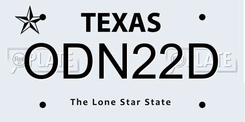 ODN22D Texas License Plate