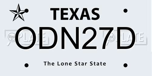 ODN27D Texas License Plate