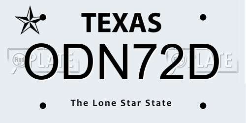 ODN72D Texas License Plate