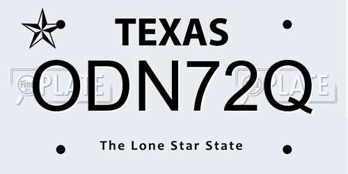 ODN72Q Texas License Plate