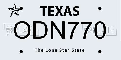 ODN770 Texas License Plate