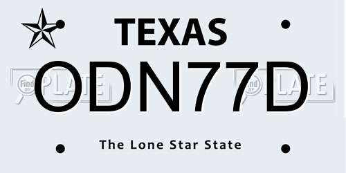 ODN77D Texas License Plate