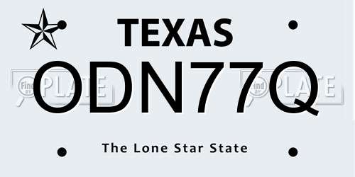 ODN77Q Texas License Plate