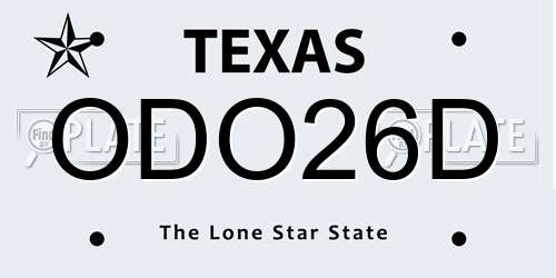 ODO26D Texas License Plate