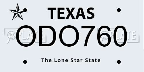 ODO760 Texas License Plate