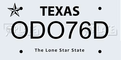 ODO76D Texas License Plate