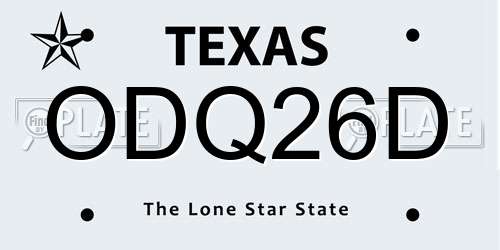 ODQ26D Texas License Plate