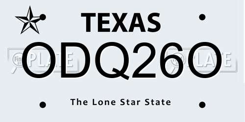ODQ26O Texas License Plate
