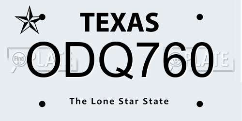 ODQ760 Texas License Plate
