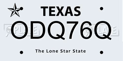 ODQ76Q Texas License Plate