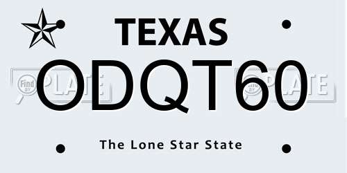 ODQT60 Texas License Plate