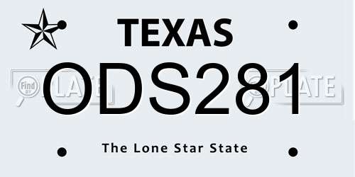 ODS281 Texas License Plate