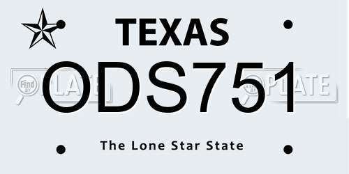 ODS751 Texas License Plate