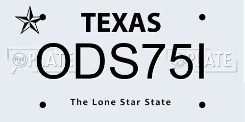ODS75I Texas License Plate