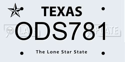 ODS781 Texas License Plate