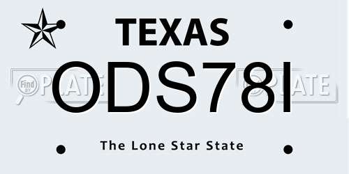ODS78I Texas License Plate