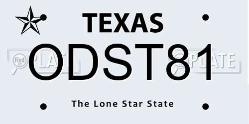 ODST81 Texas License Plate