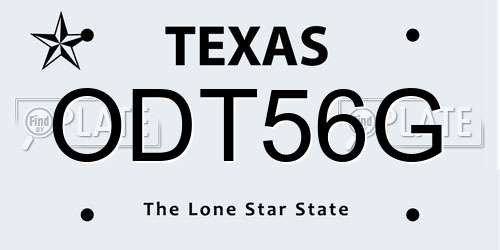 ODT56G Texas License Plate