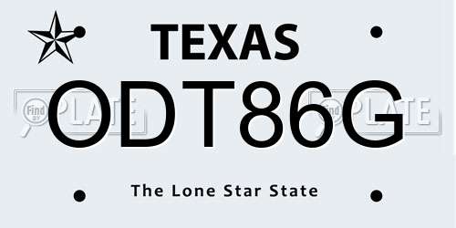 ODT86G Texas License Plate
