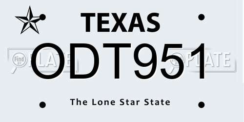 ODT951 Texas License Plate