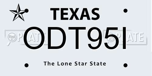 ODT95I Texas License Plate