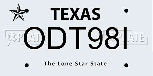 ODT98I Texas License Plate