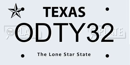 ODTY32 Texas License Plate