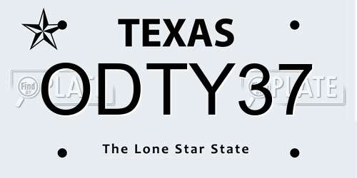 ODTY37 Texas License Plate