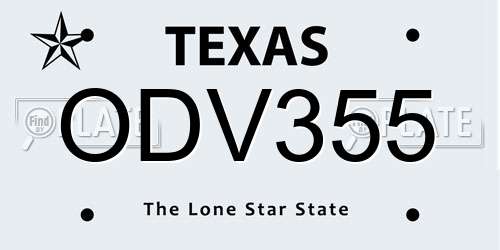 ODV355 Texas License Plate