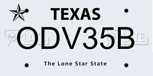 ODV35B Texas License Plate