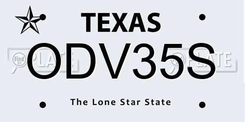 ODV35S Texas License Plate