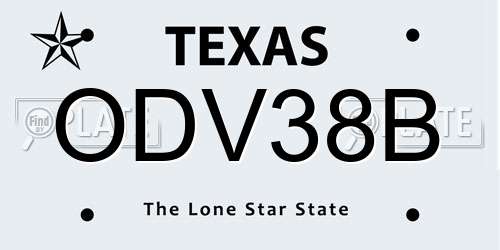 ODV38B Texas License Plate