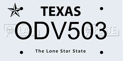 ODV503 Texas License Plate
