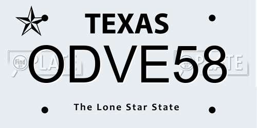 ODVE58 Texas License Plate