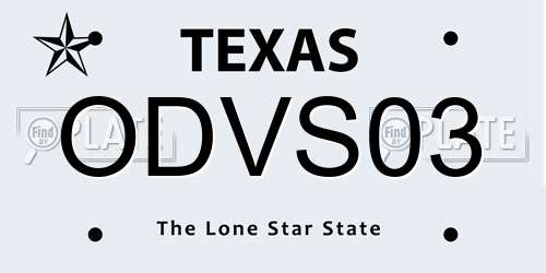 ODVS03 Texas License Plate