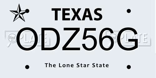 ODZ56G Texas License Plate