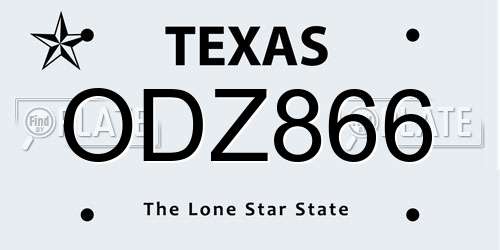ODZ866 Texas License Plate