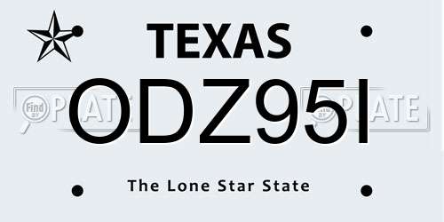 ODZ95I Texas License Plate