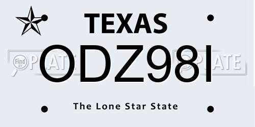 ODZ98I Texas License Plate