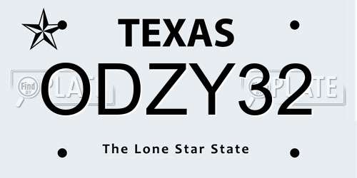 ODZY32 Texas License Plate