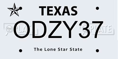 ODZY37 Texas License Plate