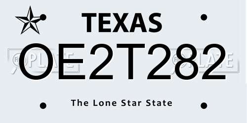 OE2T282 Texas License Plate